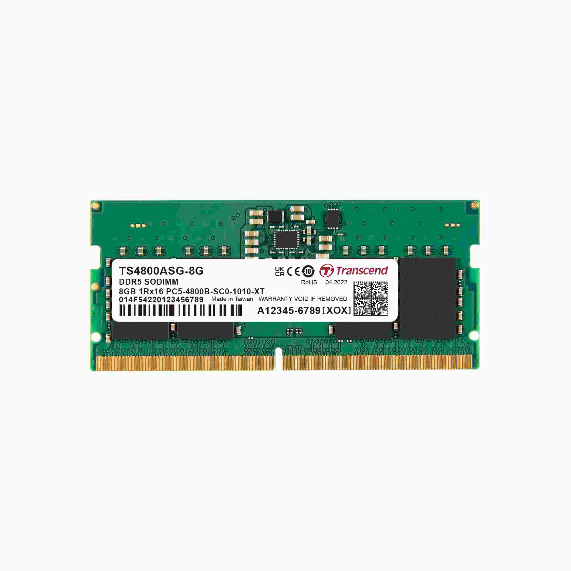 TRANSCEND SODIMM DDR5 8GB 4800MHz JM 1Rx16 1Gx16 CL40 1.1V0 