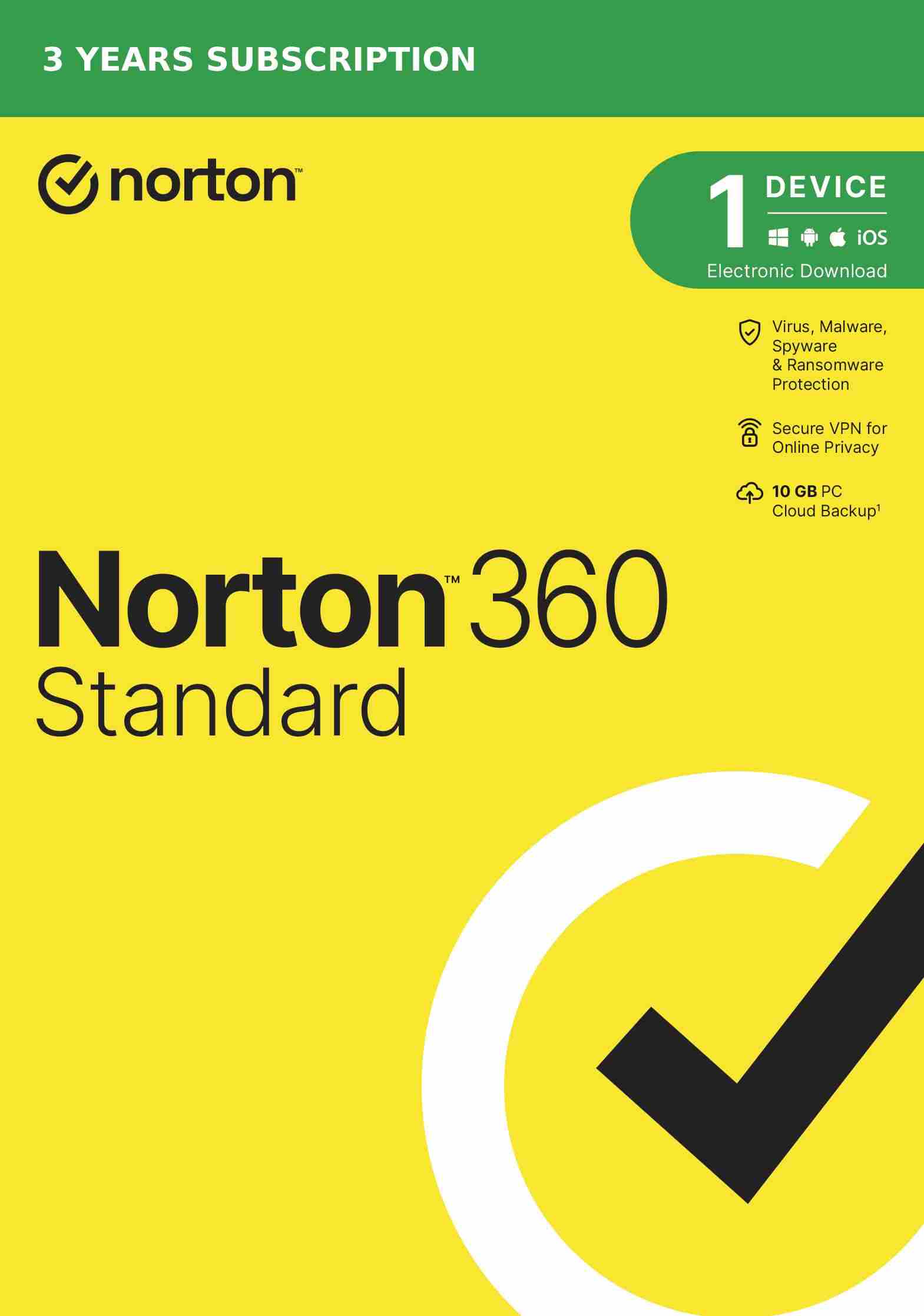 NORTON 360 STANDARD 10 GB + VPN 1 používateľ pre 1 zariadenie na 3 roky ESD2 