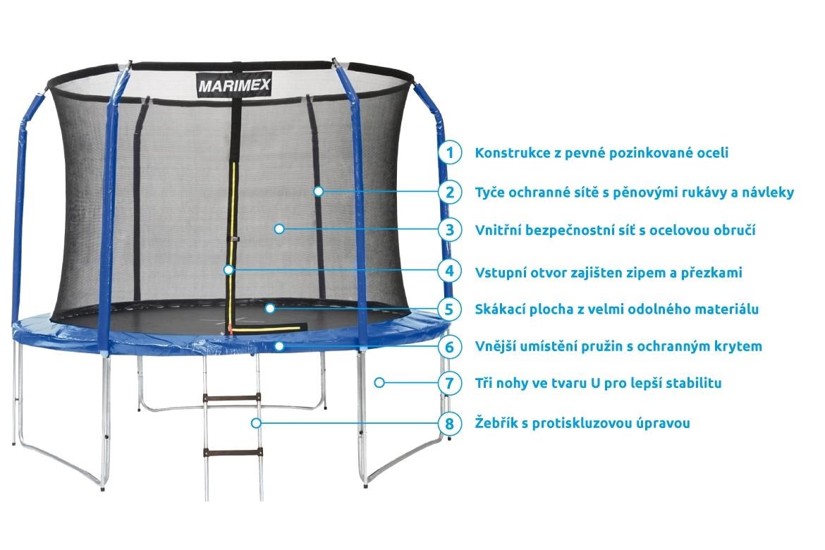Marimex Standard trampolína 305 cm + vnitřní ochranná síť + schůdky ZDARMA4 