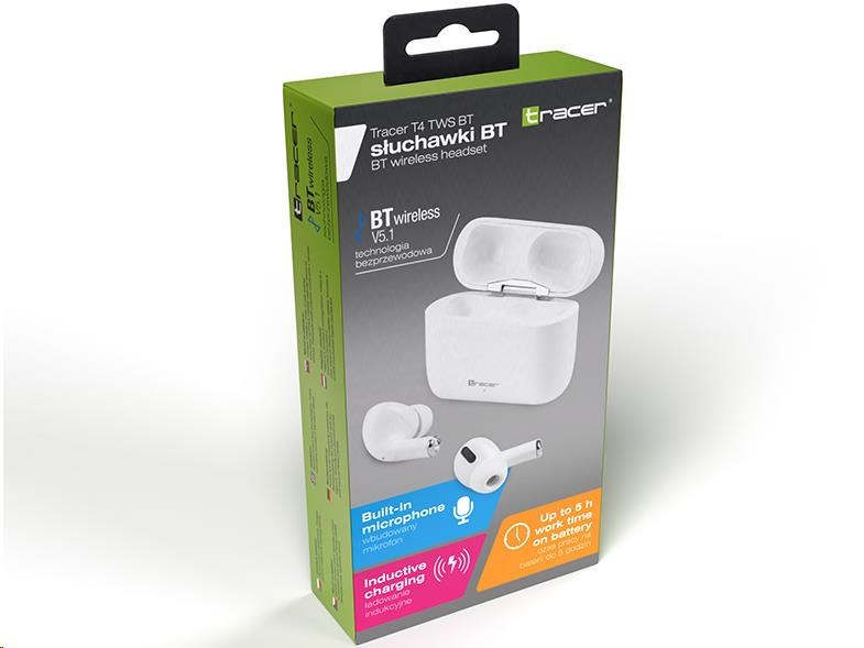 TRACER sluchátka T4 TWS,  Bluetooth,  bílá4 
