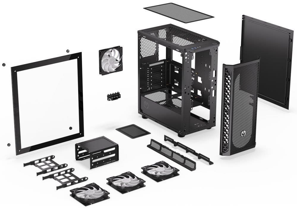 Endorfy skříň Signum 300 ARGB /  2xUSB 3.0 /  4x120mm fan PWM ARGB /  mesh panel /  tvrzené sklo /  černá10 