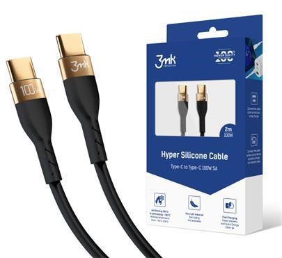 3mk datový kabel - Hyper Silicone Cable C to C 2m 100W,  černá2 