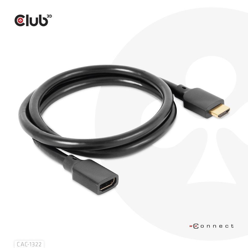 Club3D prodlužovací Ultra rychlý HDMI kabel,  4K120Hz,  8K60Hz,  48Gbps,  M/ F,  1m,  30 AWG5 