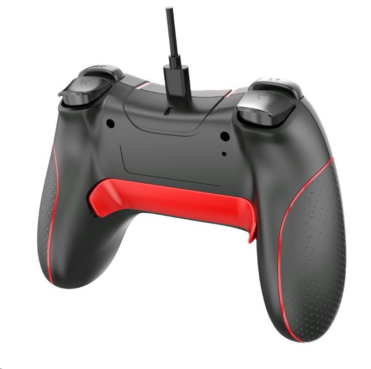 C-TECH gamepad Theon pro PC/ PS3,  2 programovatelná makro tlačítka,  2x analog,  X-input,  vibrační,  1, 8m kab2 