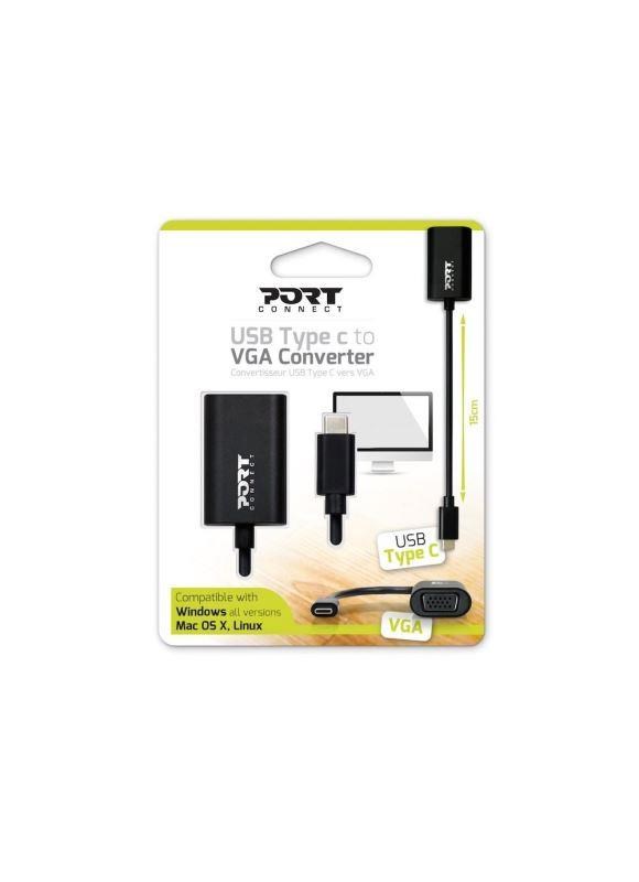 PORT konvertor USB-C /  VGA,  délka kabelu 15 cm2 