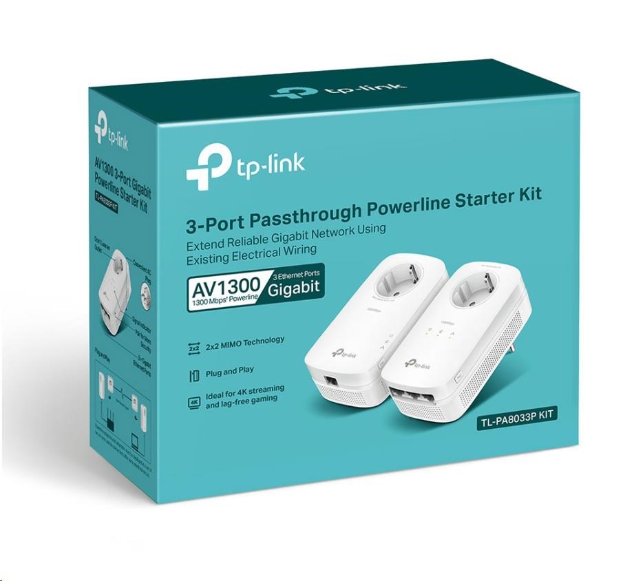 TP-Link TL-PA8033P KIT průchozí powerline set (AV1300,3xGbE,1xGbE, HomePlug AV2)2 