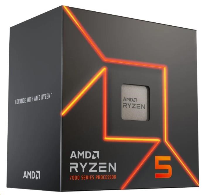 CPU AMD RYZEN 5 7600,  6-core,  3.8GHz,  38MB cache,  65W,  socket AM5,  BOX0 