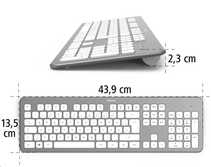 Hama bezdrátová klávesnice KW-700,  stříbrná/ bílá - CZ1 