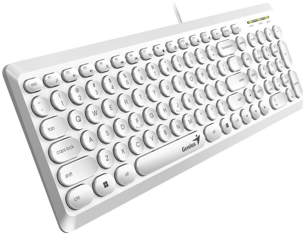GENIUS klávesnice Slimstar Q200 White/  Drátová/  USB/  bílá/  retro design/  CZ+SK layout1 
