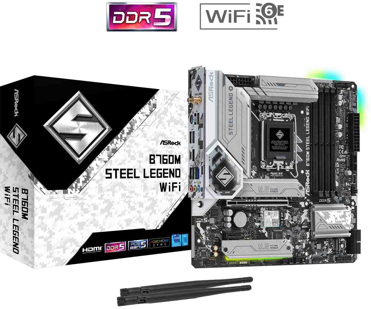 ASRock MB Sc LGA1700 B760M STEEL LEGEND WIFI,  Intel B760,  4xDDR5,  1xDP,  1xHDMI,  WI-FI,  mATX0 