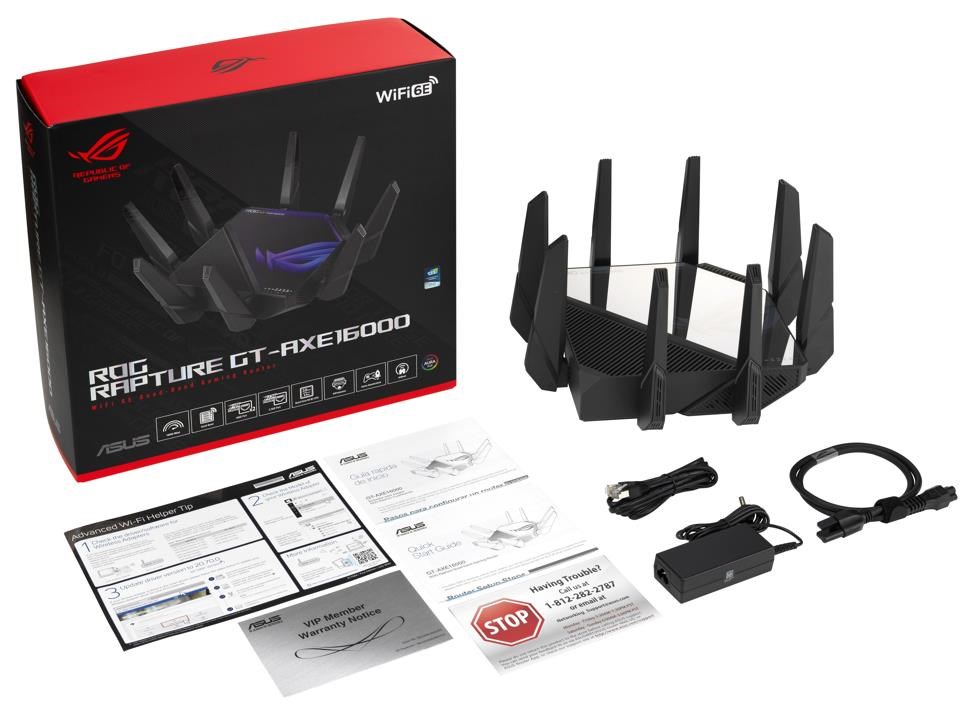 ASUS ROG Rapture GT-AX16000 (AXE16000) WiFi 6E Extendable Gaming Router,  10G & 2.5G porty,  Aimesh,  4G/ 5G8 