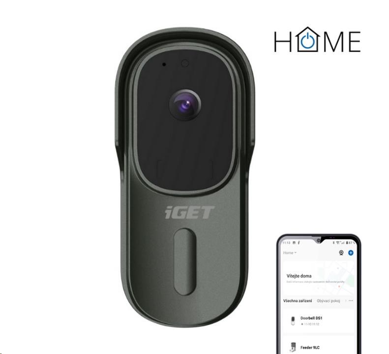 iGET HOME Doorbell DS1 Anthracite - WiFi batériový videozvonček, FullHD, obojsmerný zvuk, CZ aplikácie0 