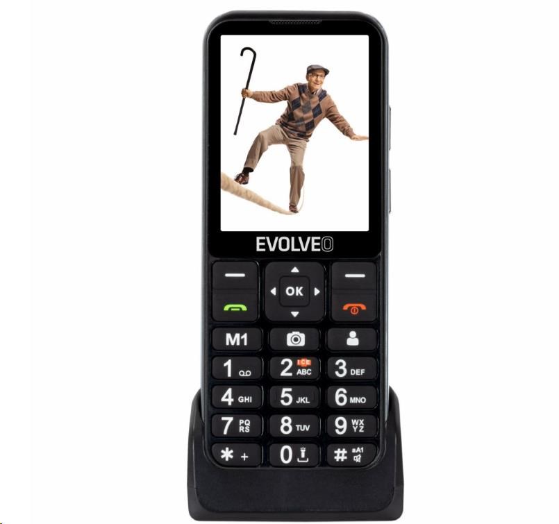EVOLVEO EasyPhone LT,  mobilní telefon pro seniory s nabíjecím stojánkem,  černá0 