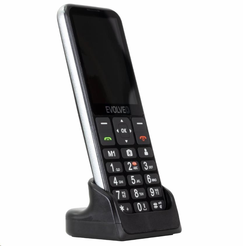 EVOLVEO EasyPhone LT,  mobilní telefon pro seniory s nabíjecím stojánkem,  černá1 