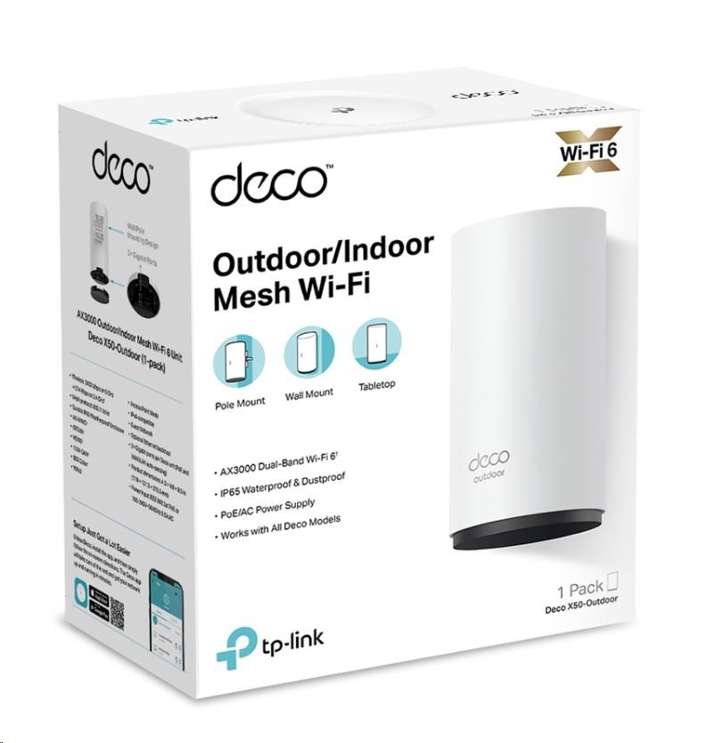 TP-Link Deco X50-Outdoor (1-pack) WiFi6 Mesh (AX3000, 2, 4GHz/ 5GHz, 2xGbELAN/ WAN)3 