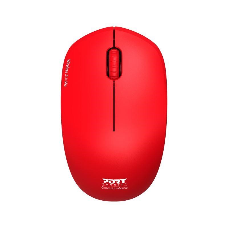 PORT bezdrátová myš Wireless COLLECTION,  USB-A dongle,  2.4Ghz,  1600DPI,  červená4 