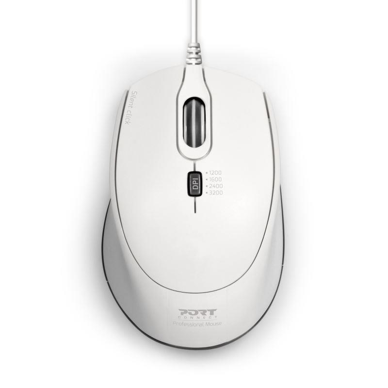 PORT optická myš SILENT,  USB-A/ USB-C,  3600 DPI,  bílá2 