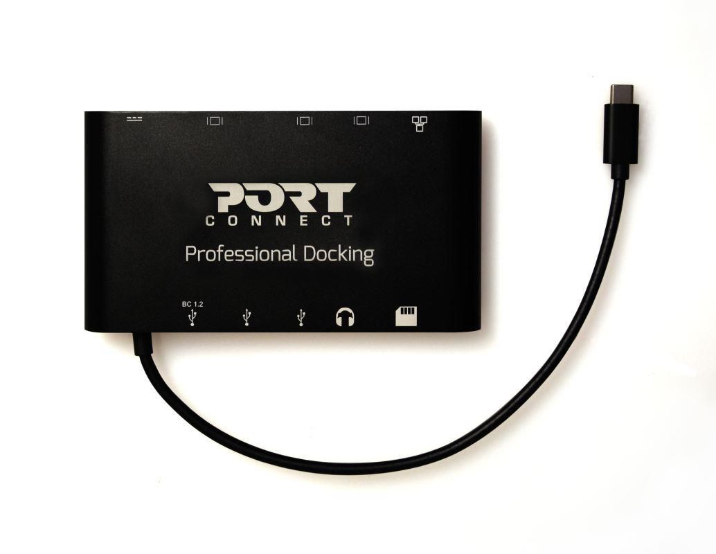 PORT dokovací stanice 8v1 , LAN,  HDMI,  mini Display Port,  VGA,  USB-C 60W,  3x USB-A, 0 