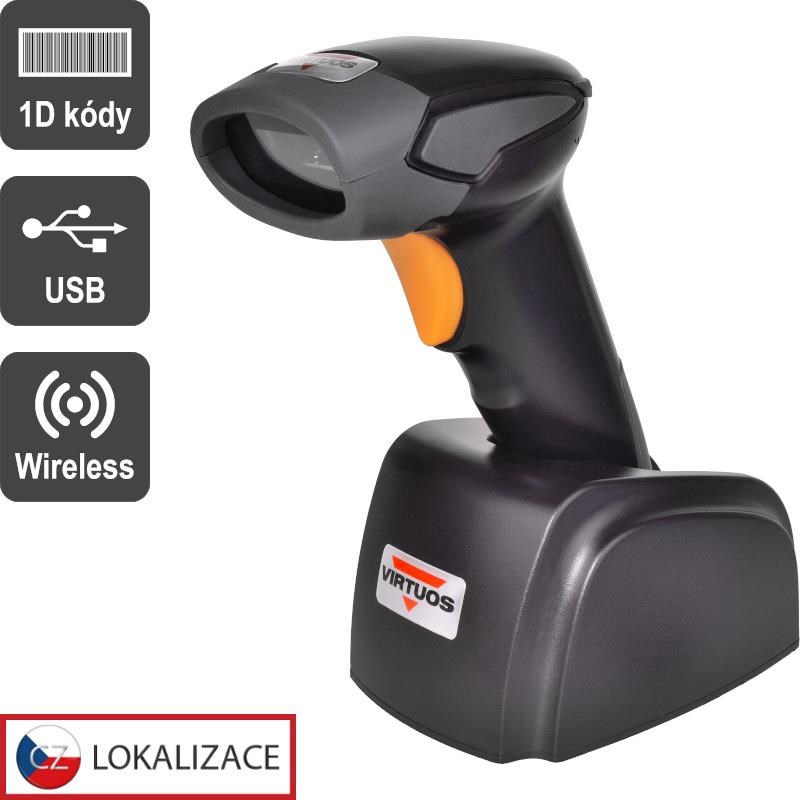 Virtuos CCD čtečka Virtuos HW-311A,  bezdrátová,  USB základna,  černá0 