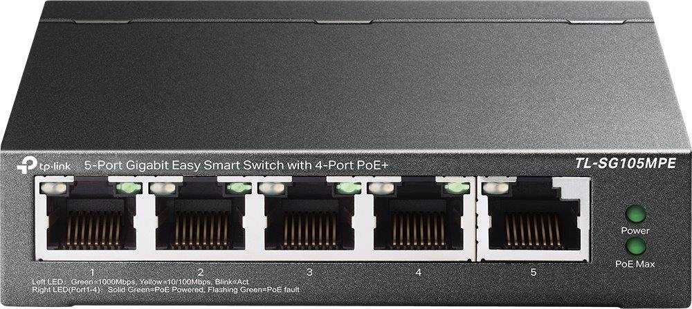 TP-Link Easy Smart switch TL-SG105MPE (5xGbE,  4xPoE+,  120W,  fanless)0 