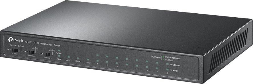 TP-Link CCTV switch TL-SL1311P (8x100Mb/s, 2xGbE, 1xSFP, 8xPoE+, 65W, fanless)