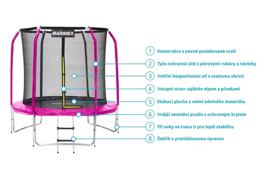 Marimex Trampolína 244 cm růžová 20221 