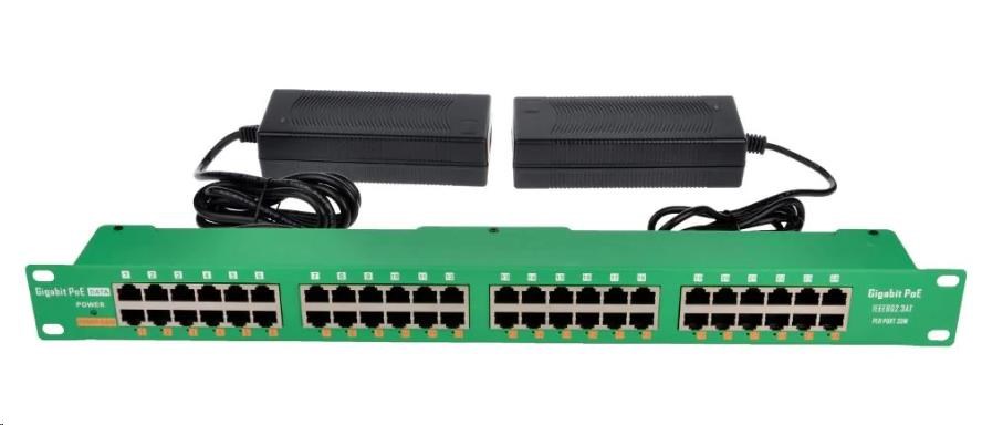 POE injektor aktivní - 24x 1Gb/ s,  stíněný,  svorkovnice,  802.3af/ at0 