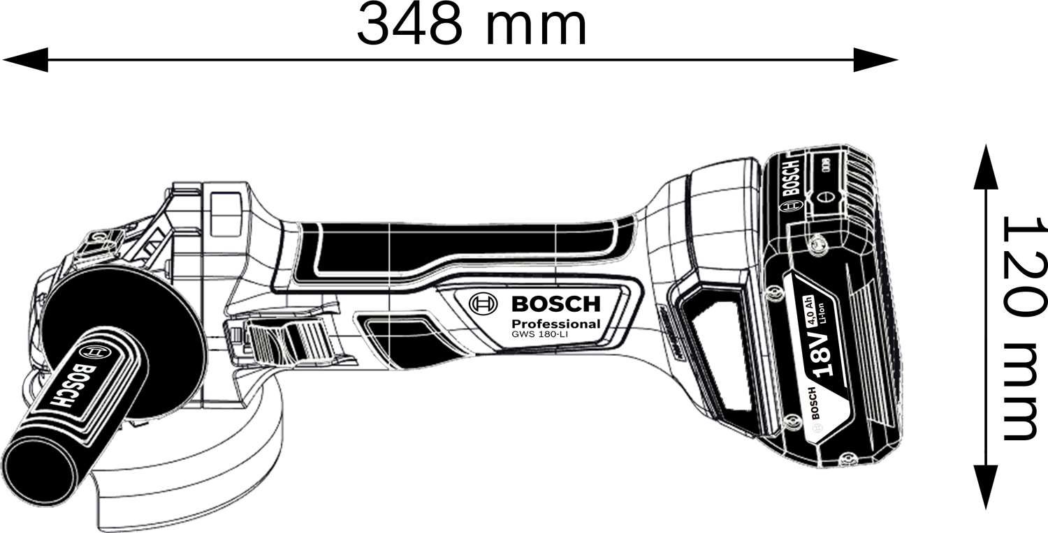 BOSCH GWS 180-LI,  akumulátorová úhlová bruska,  11.000 ot/ min,  125 mm2 