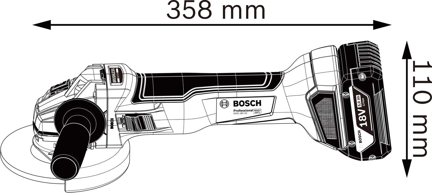 BOSCH GWS 18V-10, akumulátorová úhlová bruska, 9.000 ot/min, 125 mm1 