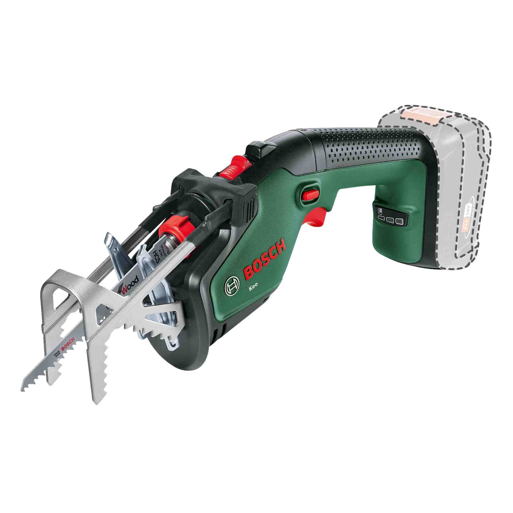 BOSCH Keo, akumulátorová zahradní pilka, 10,8 V, řezná kapacita 60-80 mm, akumulátor0 