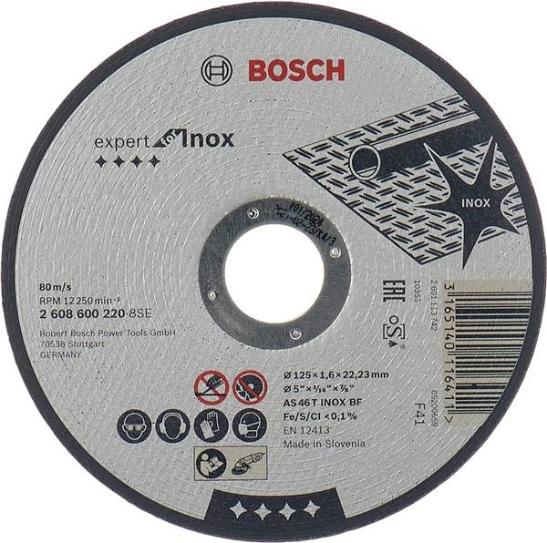 BOSCH dělicí kotouč rovný Expert for Inox, AS 46 T INOX BF, 125 mm, 1,6 mm0 