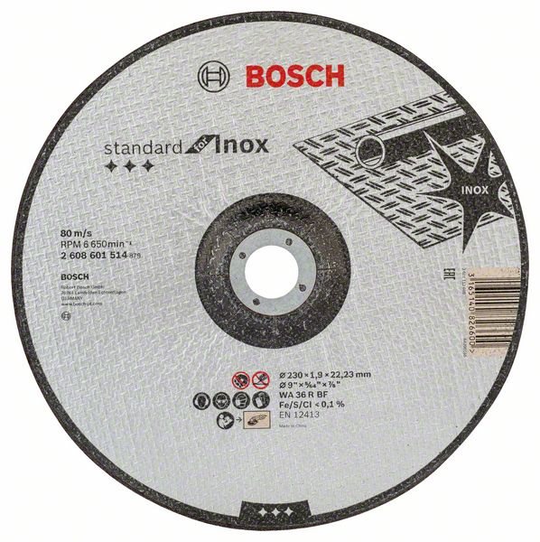 Bosch dělicí kotouč profilovaný Standard for Inox, WA 36 R BF, 230 mm, 22,23 mm, 1,9 mm0 