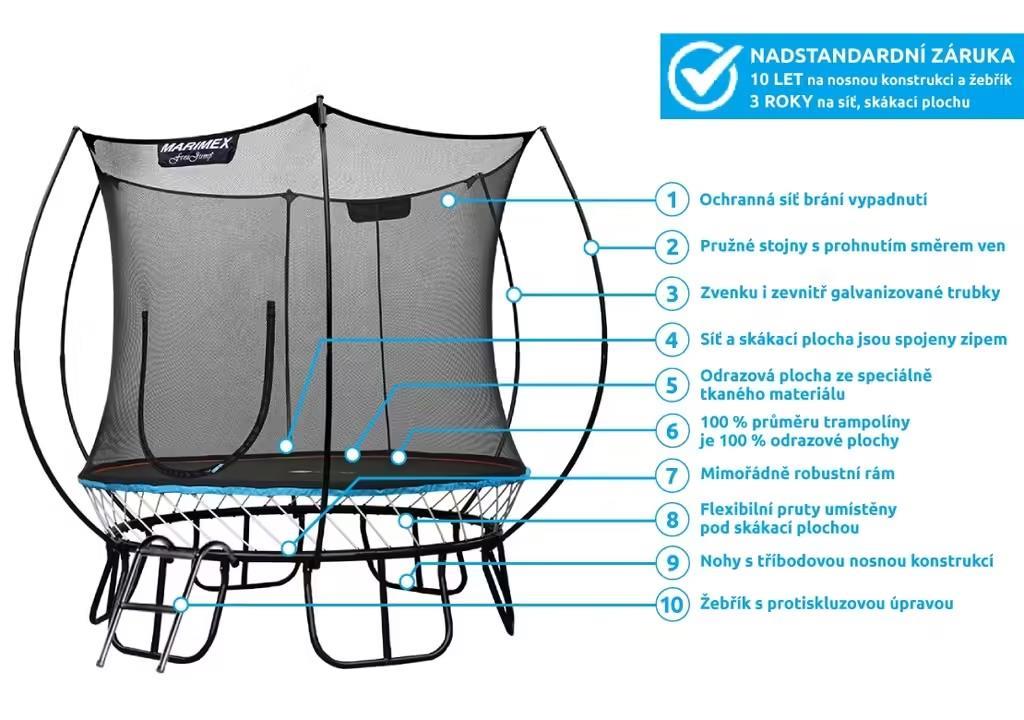 Marimex Trampolína bezpružinová Free Jump 244 cm1 