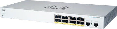 Cisco switch CBS220-16P-2G (16xGbE, 2xSFP, 16xPoE+, 130W, fanless) - REFRESH0 