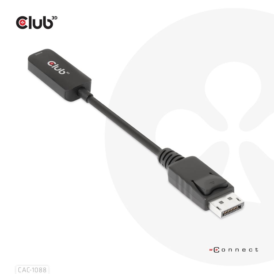 Club3D Active DisplayPort adaptér 1.4 na HDMI 4K120HZ HDR (M/ F),  čierna3 