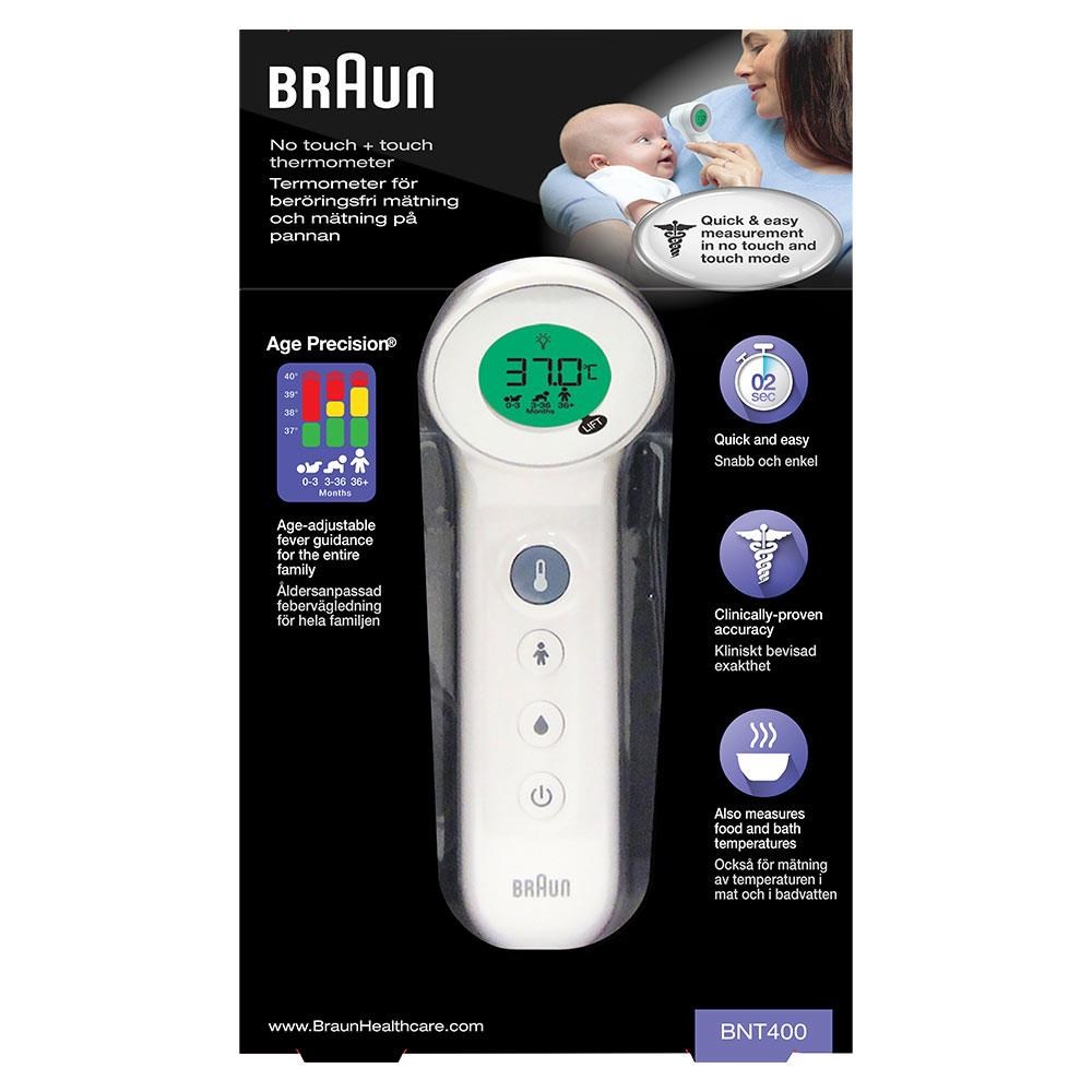 Braun BNT400WE bezkontaktní teploměr,  Age Precision,  tichý režim,  podsvícený displej,  bílý2 