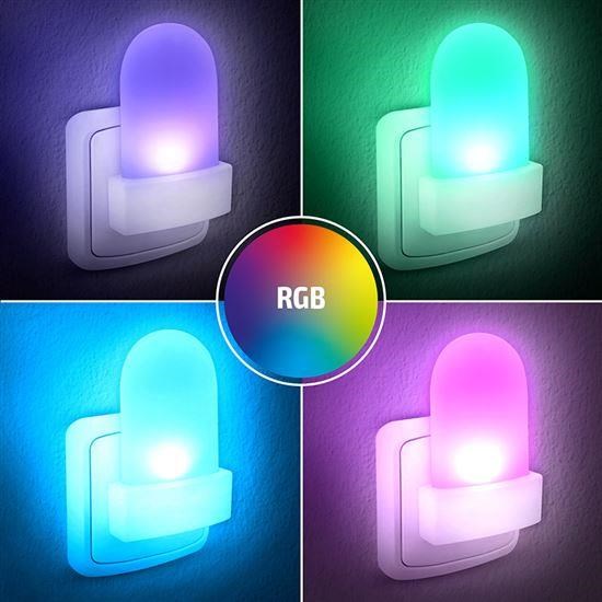 Solight noční LED RGB světélko se světelným sensorem, volitelná barva světla, 230V3 