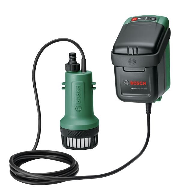 BOSCH GardenPump 18V-2000, akumulátorové čerpadlo na dešťovou vodu, 18 V, 2000 l/h, akumulátor 2.5 Ah0 