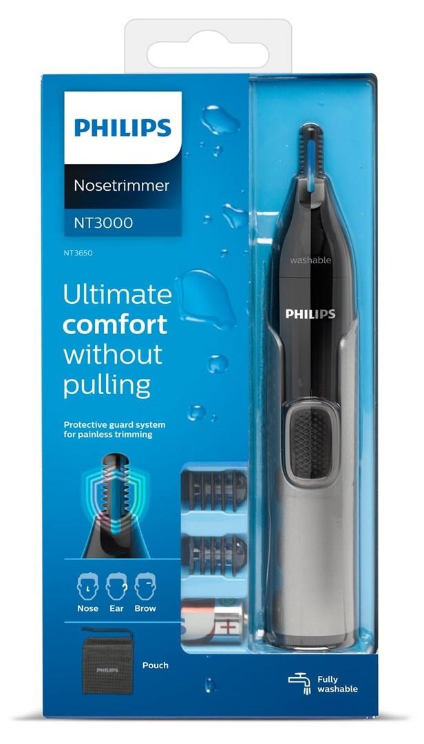 Philips NT3650/ 16 zastřihovač,  na chloupky v nose,  chloupky v uších,  obočí,  voděodolný,  2 nástavce,  na baterie1 