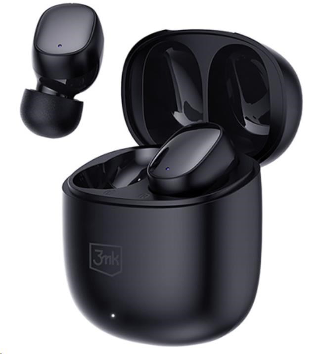 3mk bezdrátová stereo sluchátka FlowBuds,  nabíjecí pouzdro,  černá4 