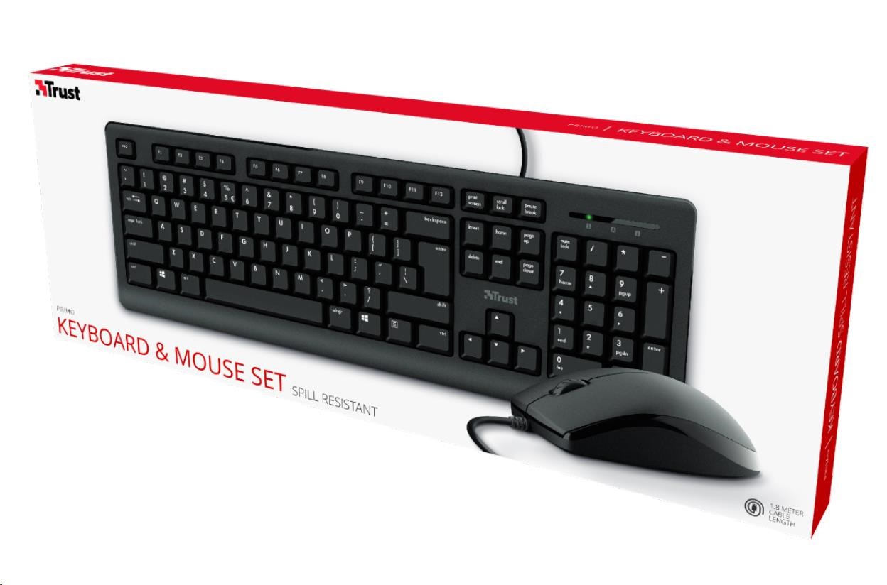 TRUST set klávesnica + myš PRIMO,  USB,  US4 