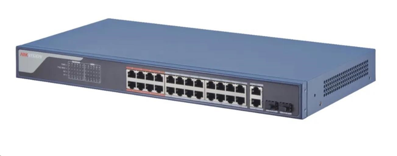 HIKVISION DS-3E1326P-SI,  Smart managed switch 24x100TX PoE+2x uplink Gb Combo port,  370W,  Super PoE0 