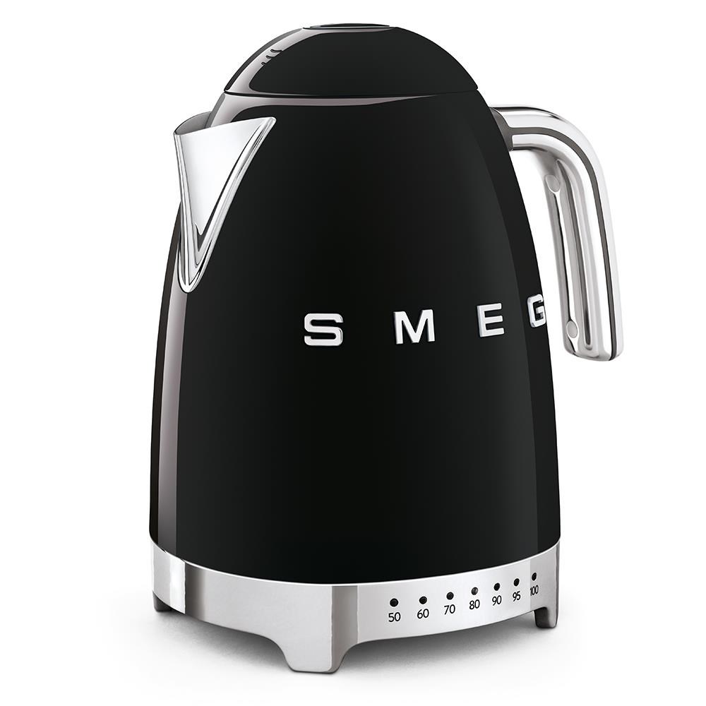 Smeg KLF04BLEU rychlovarná konvice,  1, 7 l (7 šálků),  2400 W,  styl 50. let,  řízení teploty,  7 programů,  černá0 