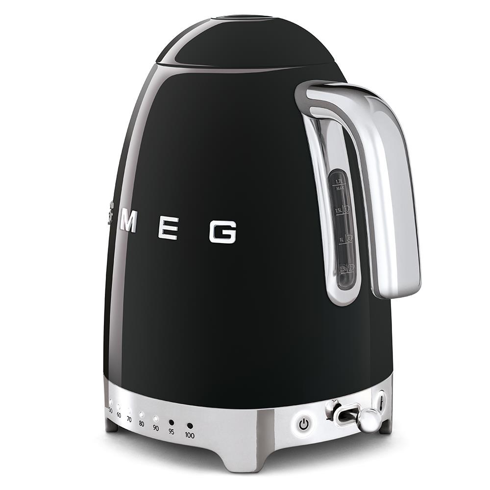 Smeg KLF04BLEU rychlovarná konvice,  1, 7 l (7 šálků),  2400 W,  styl 50. let,  řízení teploty,  7 programů,  černá2 