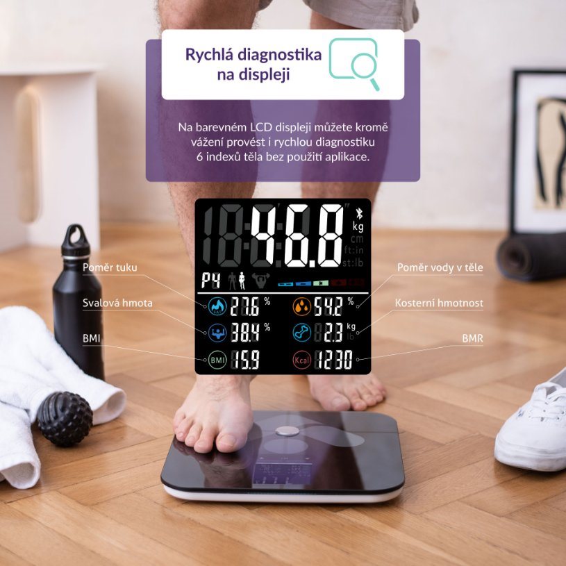 TrueLife FitScale W7 BT - Bioelektrická impedanční bluetooth váha - černá3 
