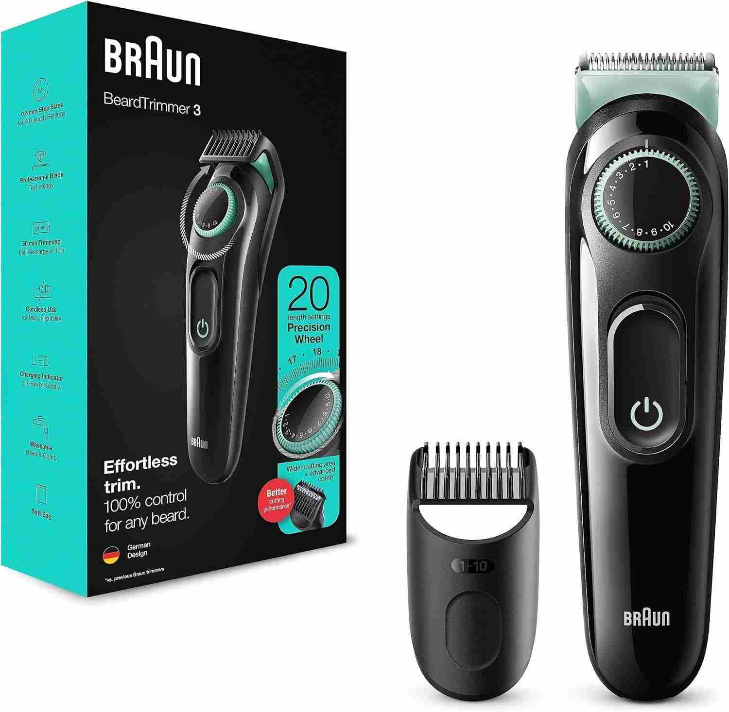 Braun BT3323 zastřihávač vousů,  20 nastavení délky,  od 0, 5 do 10 mm,  čisticí kartáček,  černý1 