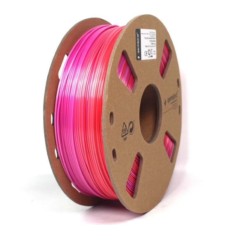GEMBIRD Tisková struna (filament) PLA,  1, 75mm,  1kg,  silk rainbow,  červená/ fialová0 