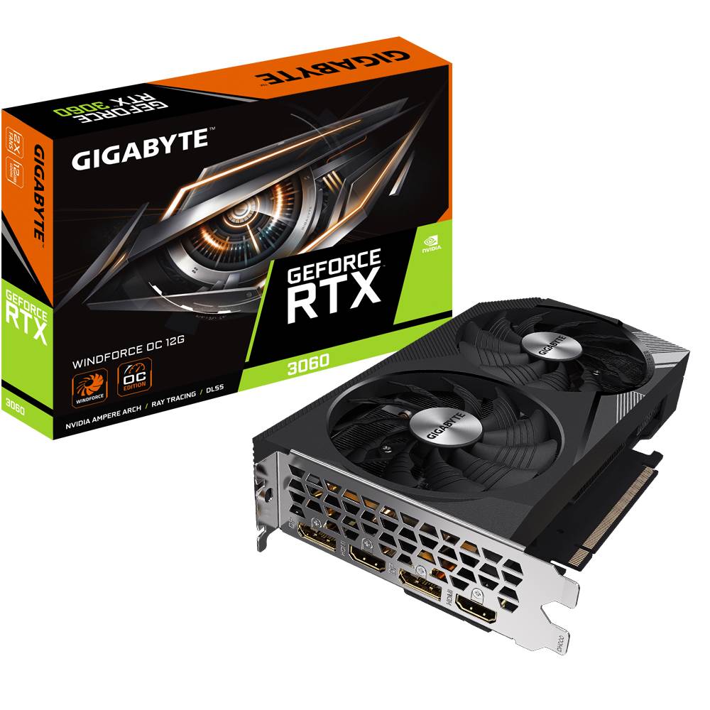 GIGABYTE VGA NVIDIA GeForce RTX 3060 WINDFORCE LHR OC 12G, 12G GDDR6, 2xDP, 2xHDMI0 