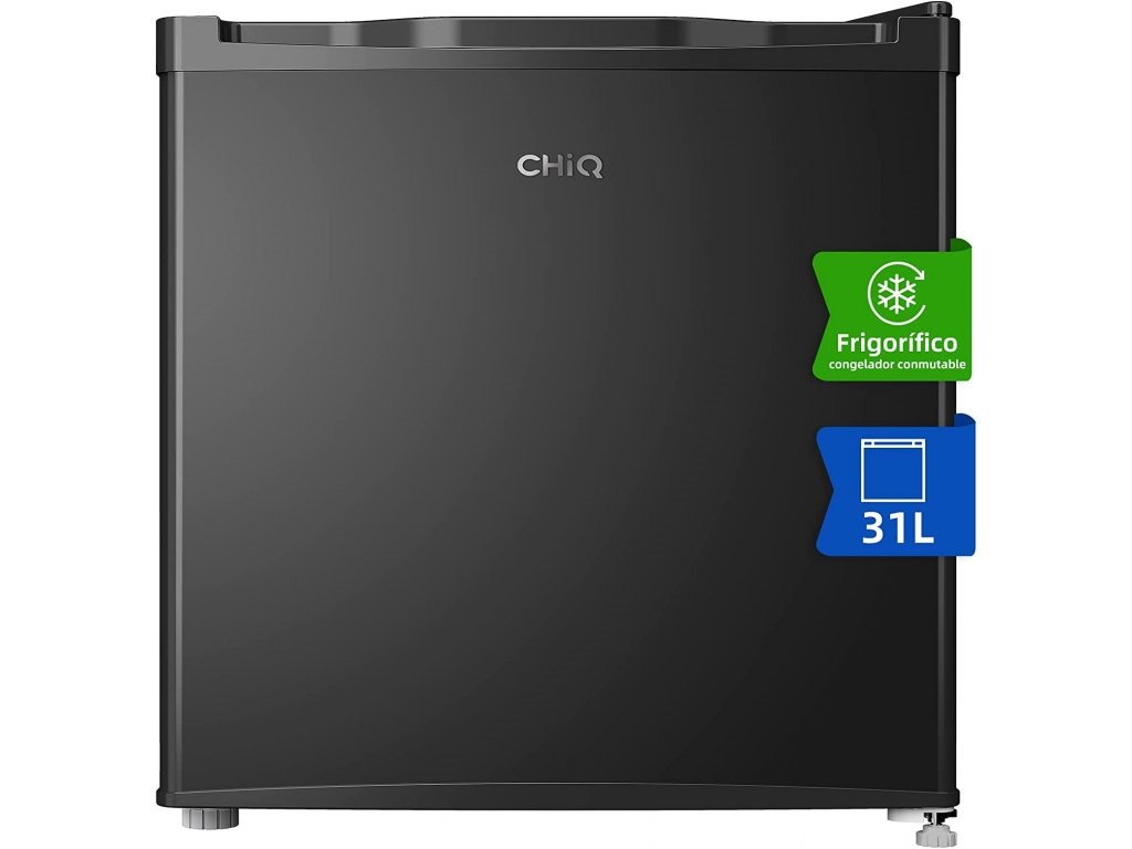 CHiQ CSD31D4E minibar,  31 litrů,  2 přihrádky,  -24 °C až +10 °C,  mrazák - lednice,  41 dB4 