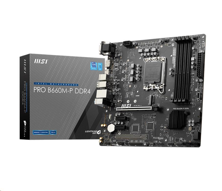MSI MB Sc LGA1700 PRO B660M-P DDR4,  Intel B660,  4xDDR4,  1xDP,  1xHDMI,  1xVGA,  mATX1 